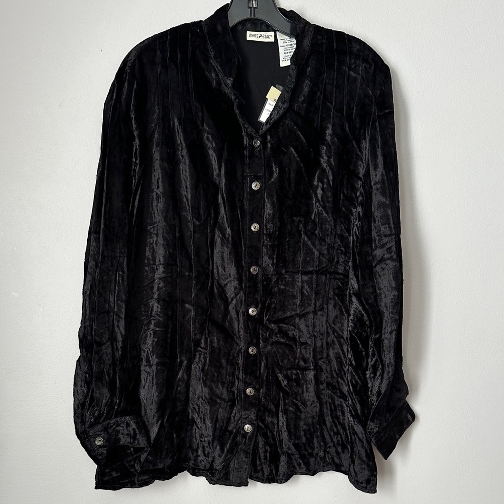 Black Velvet Casual Button Down Shirt size L NWT